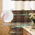 thumbnail image 3 of No Hook Shower Curtain, Brown Teal Wooden Shower Curtains for Bathroom with See Through Top Window, Vintage Farmhouse Retro Art Waterproof & Washable Bath Curtain 60"x72", 3 of 9