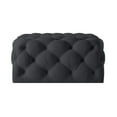 thumbnail image 3 of Inspired Home Vernon Linen Cocktail Ottoman Allover Tufted Square Castered Legs Modern, Black, 3 of 7