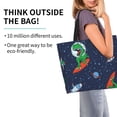 thumbnail image 2 of Balery Dinosaur Astronaut Space Surfing Bolsa Tote Estilo Estético con Cremalleras, Bolsa de Hombro, Bolsa de Compras Grande y Plegable, 2 of 8