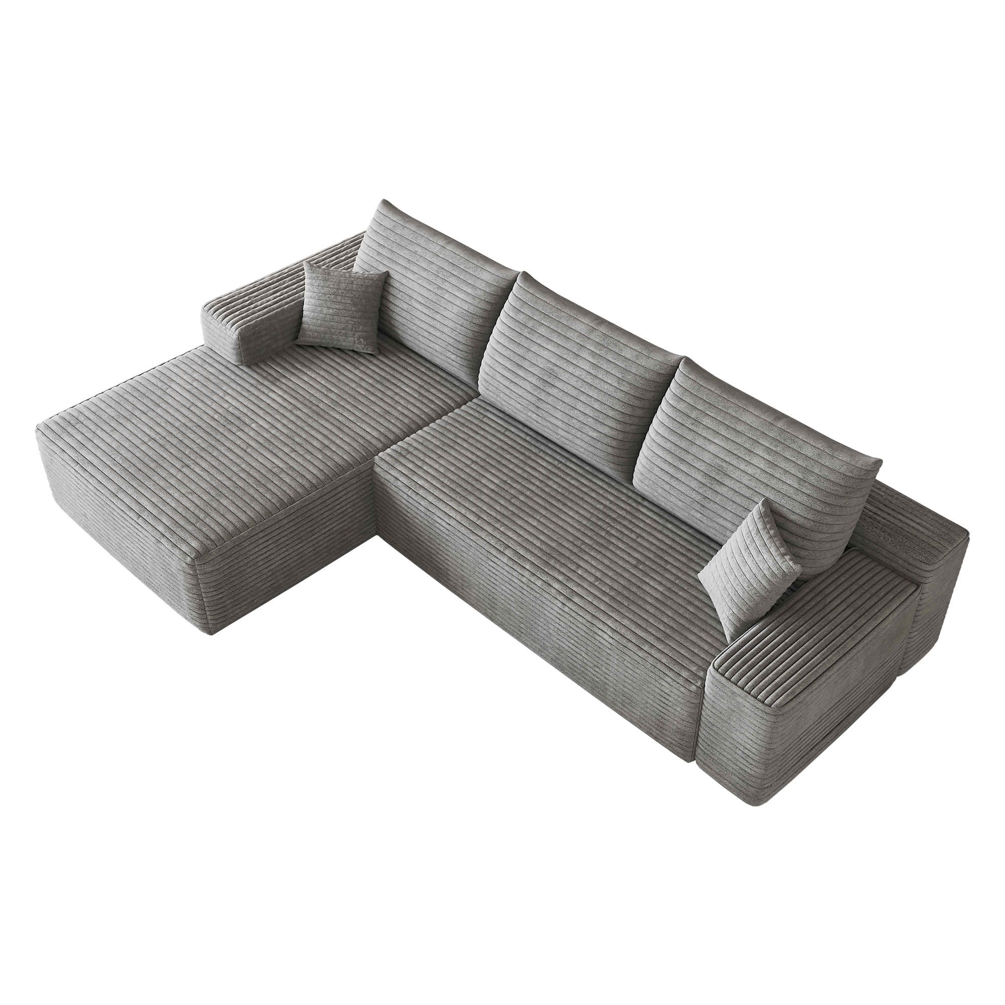 MAYEERTY 107 Inch L‑Shape Cloud Sectional Couch with Chaise, Modern Modular Deep‑Seat Sofa, Plush Corduroy Upholstered Couch, No Assembly Required for Living Room Bedroom Apartment