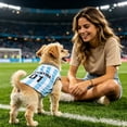 thumbnail image 5 of FENGGHAO Blue and White Argentina Dog Soccer Jersey, Breathable Pet Sportswear with Striped Design, Loose Fit Athletic Shirt for Dogs and Cats, 5 of 7