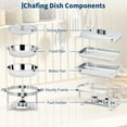 thumbnail image 3 of Ensemble de Buffets à Réchaud en Acier Inoxydable, Réchauds Rectangulaires 8 Qt et Ronds 5 Qt avec Couvercle, Poêle pour Aliments et Eau et Support à Carburant, Parfait pour le Service Traiteur, les Fêtes, les Banquets, les Événements, 3 of 9