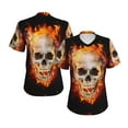 thumbnail image 3 of Yiaed Satanic Skull Print Women's T Shirt V-Neck Short Sleeve Shirt Casual Breathable Tee Summer Tops-Large, 3 of 5