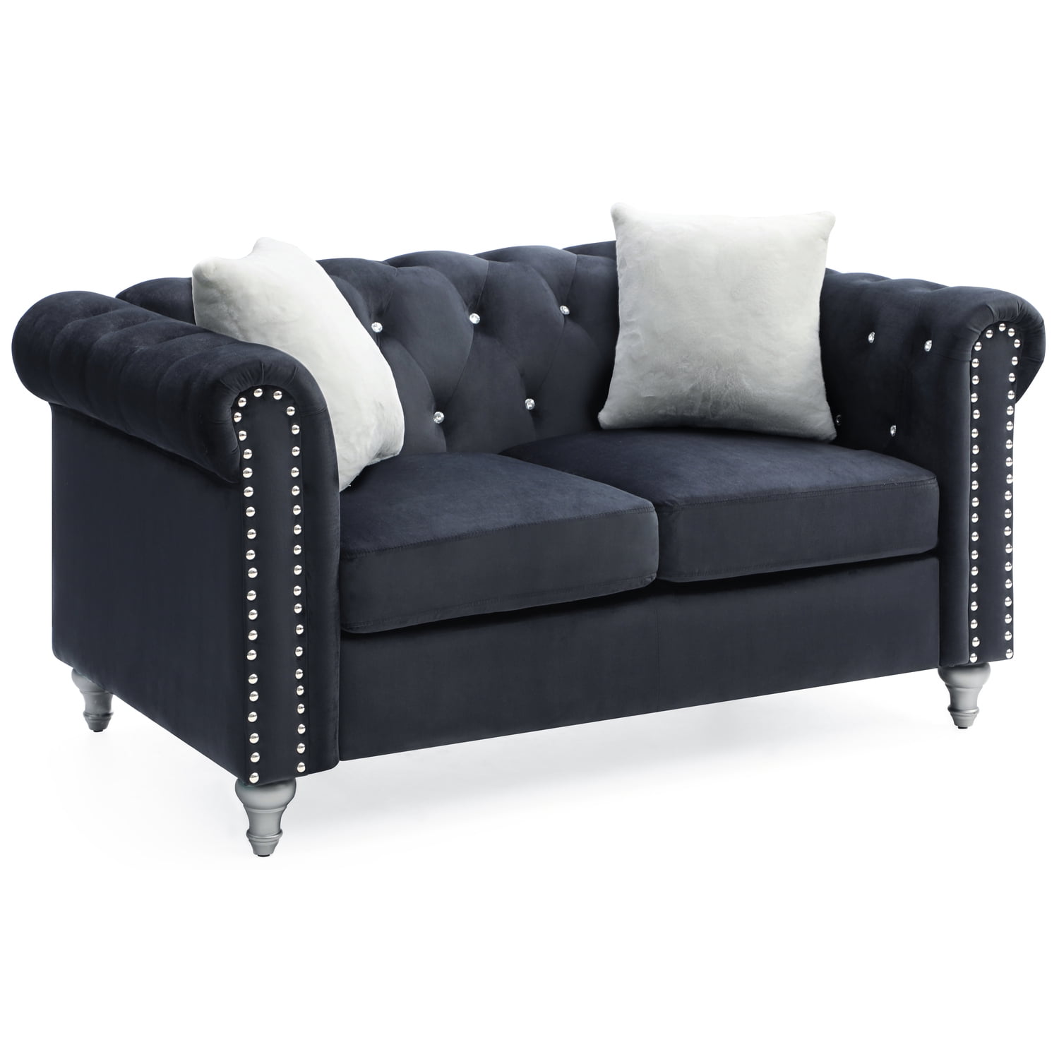 Glory Furniture Raisa Velvet Loveseat in Black