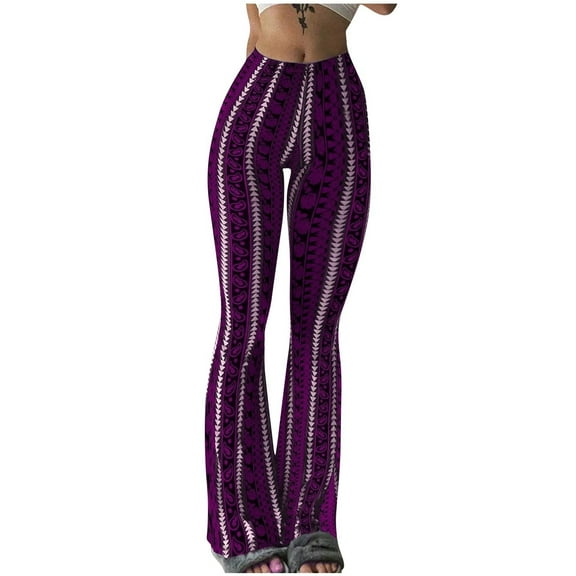 PFRNLF Stripes Yoga Pants for Women,Casual Bell Bottom Yoga Pants High Waisted Stretchy Flare Leggings