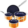 thumbnail image 1 of Nuwave Juego de utensilios de cocina de 7 piezas, cerámica saludable Duralon azul con revestimiento antiadherente, resistente a los arañazos con infusión de diamante, libre de PFAS, apto para horno, l, 1 of 5