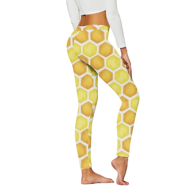 Gibobby Leggings Translúcido Mujer Pantalones yoga deportivos cintura alta ajustados moda casual para mujer Leggings estampados Festival(Amarillo, XXL)