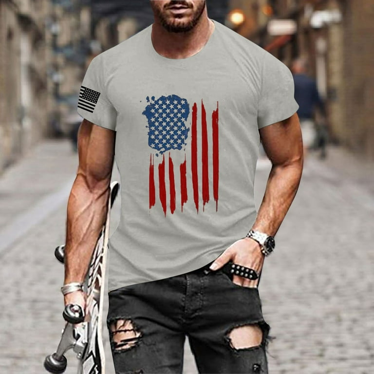 YUHAOTIN Patriotic Men's T-Shirts Graphic Anime Mens Summer Independence  Day Fashion Casual Printed T Shirt Short Sleeve Mens Crew Neck T Shirts  Mens