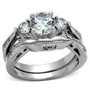 new stainless steel round cut cubic zirconia wedding band ring set sizes 5 10 - Cubic Zirconia Wedding Rings new stainless steel round cut cubic zirconia wedding band ring set sizes 5 10 - Cubic Zirconia Wedding Rings