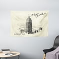 thumbnail image 1 of New York Decor Tapestry, Urban Decor Architecture Theme Skyscrapers in Manhattan Illustration, Wall Hanging for Bedroom Living Room Dorm Decor, 60W X 40L Inches, Black Egg Shell, by Ambesonne, 1 of 2