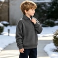 thumbnail image 7 of Cethrio Boys Collared Sweatshirts, Waffle Knit Pullover Zipper Long Sleeve Fall Tops Dark Gray Size 9-10 T, 7 of 7