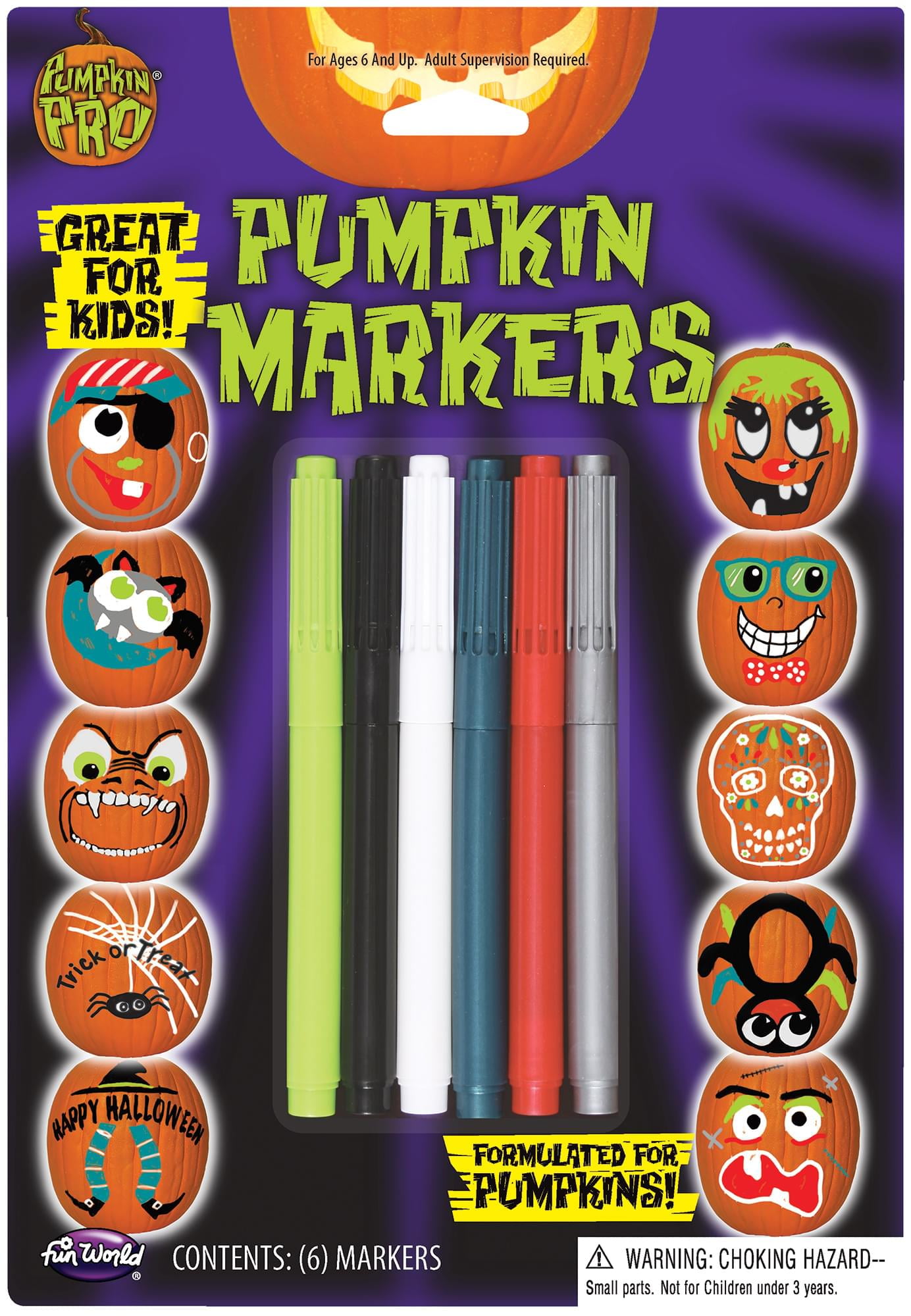 Halloween Pumpkin Decorating Markers 6 Pack