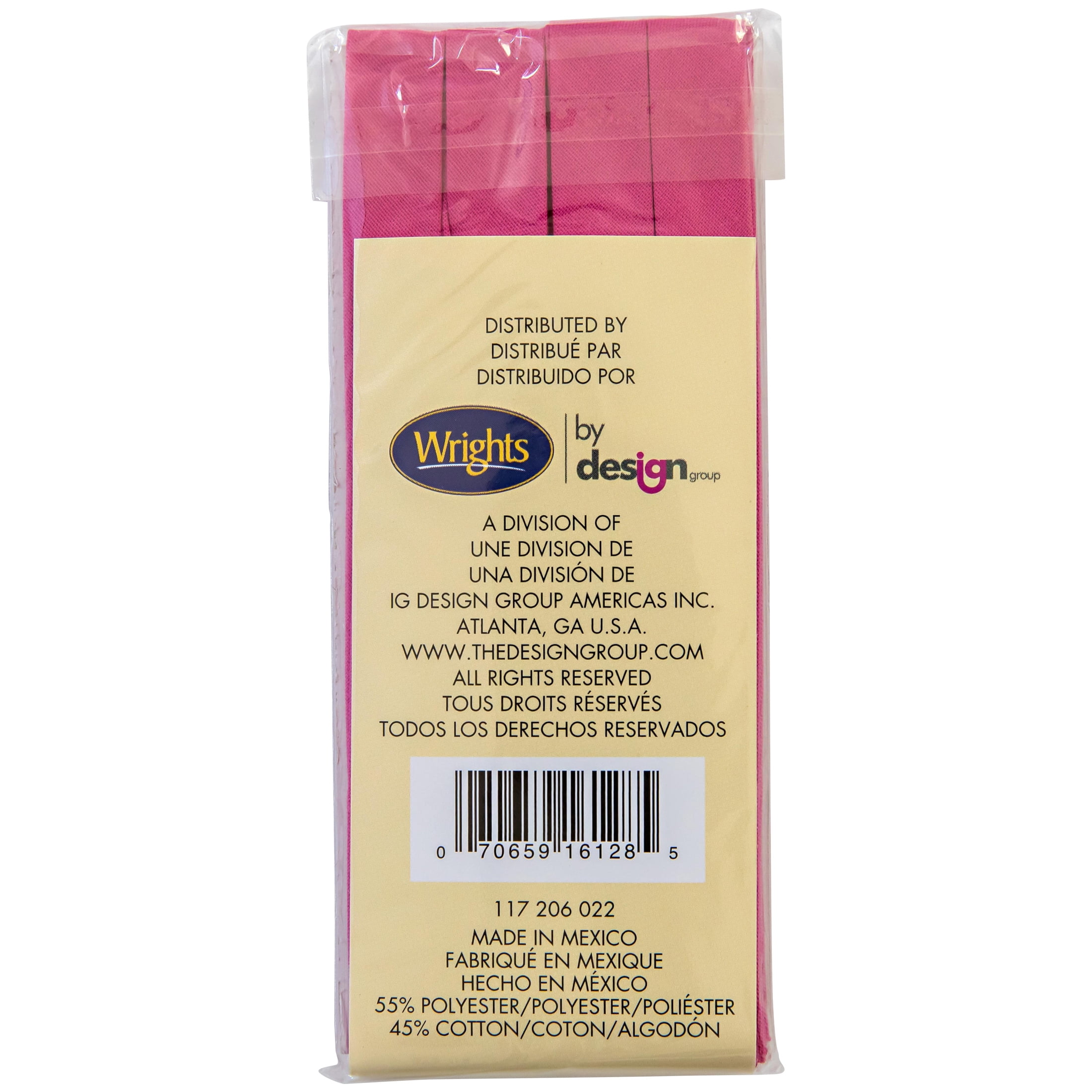 (3 pack) Wrights 1/2" Bright Pink Extra Wide Double Fold Bias Tape, 3 yd