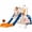 Blue Yellow, variant on DKMOCO 6-in-1 Toddler Slide, Indoor Playground & Outdoor Playset with Basketball Hoop, Golf Game, Telescope & Storage, Ages 1-3, Gray White