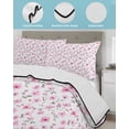thumbnail image 4 of Pink Spring Floral King Size Down Alternative Comforter, Lightweight Comforter Quilt Bedding Set with Pillow Shams Summer Botanical Elegant All Seasons Bed Comforter Duvet Insert 96"x106", 4 of 7