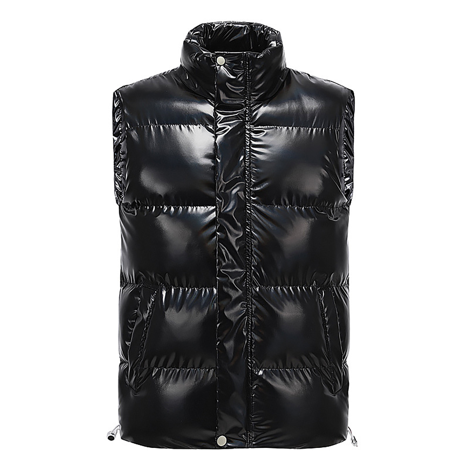 Homeyce Men Quilted Puffer Vest Sleeveless Zipper Vest Quilted Down Water-Resistant Windproof Jacket Stand Collar Outerwear Warm Winter Casual Jacket Outerwear for Work Travel Outdoor,Black 2XL