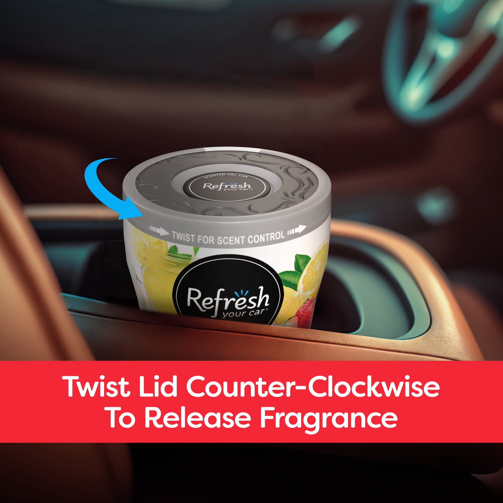 Refresh Your Car! Gel Can (Fresh Strawberry/Cool Lemonade Scent, 5 oz)