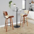 thumbnail image 3 of LumiSource Walnut Wood, Black Metal, Cream PU Lombardi 30" Fixed-Height Barstool - Set of 2, 3 of 4