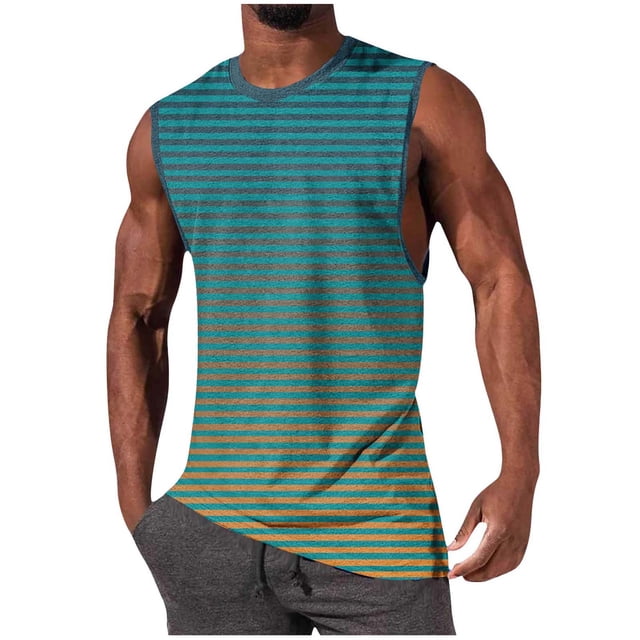 Pullover de Impresión de Moda Casual de los Hombres Cuello Redondo sin Mangas para Deportes Al Aire Libre Y Uso Diario