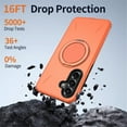 thumbnail image 4 of For Samsung Galaxy A56 5G Ultra Slim Hybrid TPU+PC Protective Cover with Metal Rotation Holder , Compatible MagSafe, Military Grade Shockproof Phone Case Cover,Orange, 4 of 7