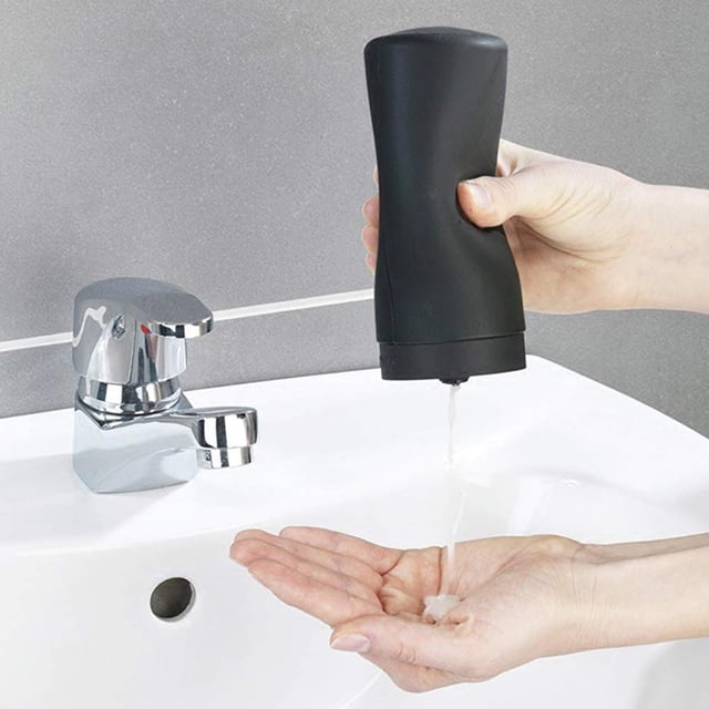 2 Pack Black Silicone Squeeze Soap Dispensers - Refillable Bottles for Kitchen Basin or Bathroom - Leak-Proof, Easy Refill for Hand Soap, Dishwashing Liquid, Lotion, Shampoo, Conditioner - Black