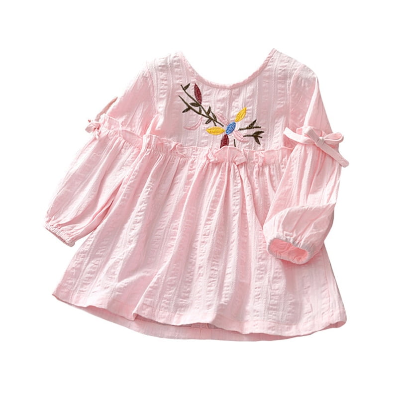 Toddler Kids Baby Girls Flower Printing Dress Long Sleeve Wram Dresses 1-6T US