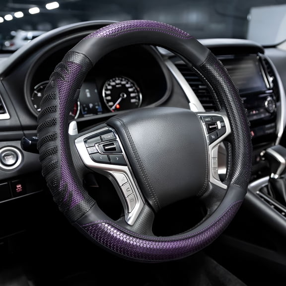MELIVO Car Steering Wheel Cover Universal Microfiber Leather Anti-Slip Car Accessories for Women, Purple