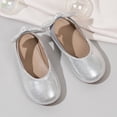 thumbnail image 4 of Girls Dress Shoes Mary Jane Flats | Decorative Bow, Princess Shoes, Cushioned Comfort, Non-Slip Sole, Toddler and Little Girls, Daily Wear Silver 30, 4 of 9