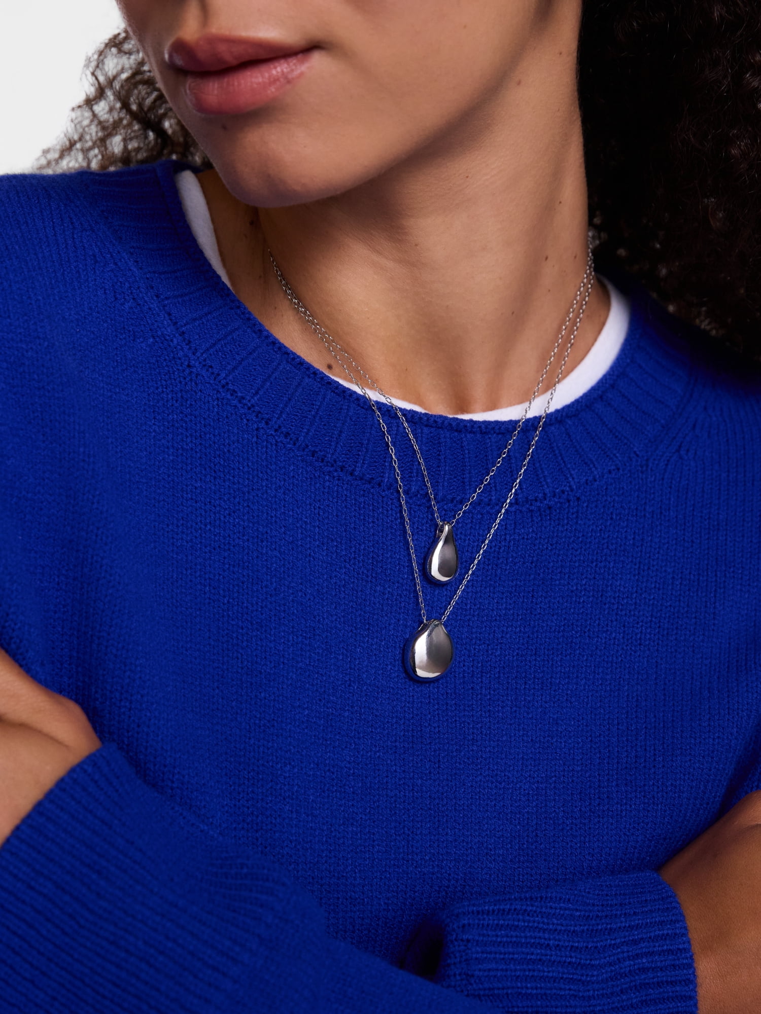 Scenario Drop Pendant Necklaces, Silver-Tone, 2-Piece Set