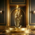 thumbnail image 3 of House of Avana Gold Resin Leopard Figurine on Tree Stump Elegant Home Decor, 3 of 4