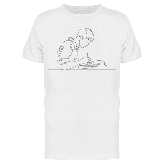 Single Line Drawing Of Writer Tee Men's -Image by Shutterstock