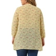 thumbnail image 3 of Agnes Orinda Women's Plus Chiffon Top Short Sleeve Floral Tie Neck Tops 4X Yellow, 3 of 5