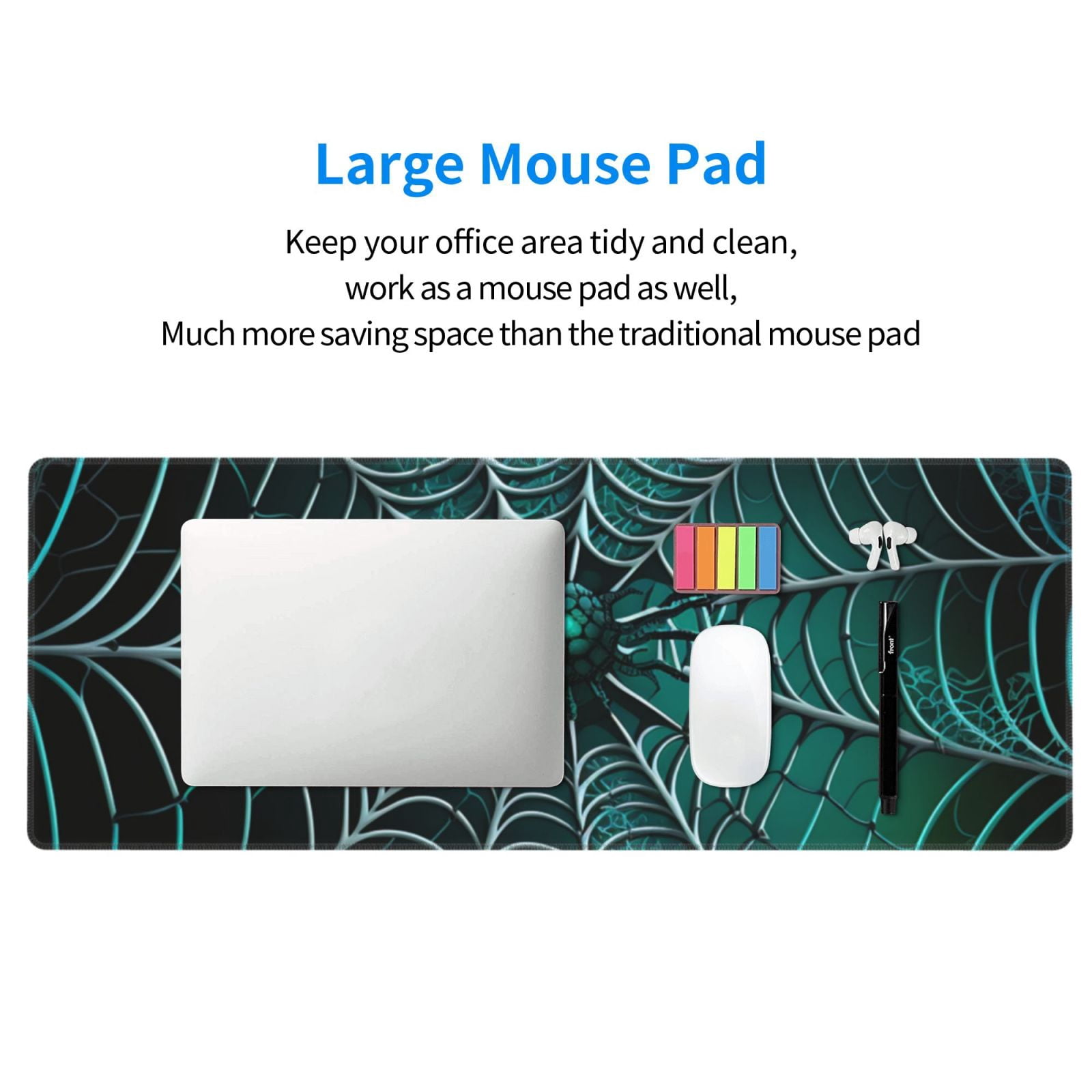 Spider Web Gothic Art Mouse Pad Extended Large Gaming Mousepad Non-Slip Rubber Big Keyboard Desk Mat 31.5 X 11.8 Inch