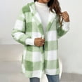 thumbnail image 2 of Fall Outfits for Women 2025 Womens Fall Fashion 2025 New Plaid Hooded Jacket Long Sleeved Plush Loose Cardigan Coat, 2 of 8