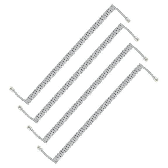 Uxcell 4 Pack Phone Cord for Landline, 9.8 Feet(Coiled 1.6 Feet) RJ9/RJ10 4P4C Landline Handset Cord Universal Telephone Phone Cable for Telephone Handset Accessory, Silver Gray