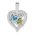 thumbnail image 3 of FB Jewels Sterling Silver Rhodium-plated Blue Topaz Peridot Diamond Pendant, 3 of 3