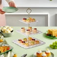 thumbnail image 5 of 3-Tier Square Dessert Stand | European Style Cake & Fruit Tray | White or Pink Plastic Candy & Snack Dishes for Coffee Table | 1-Piece Set, 5 of 6