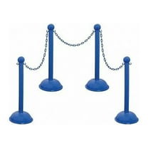 Heavy Duty Stanchion and Chain Kit, Blue, 41 in Post Height, Plastic