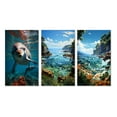 thumbnail image 2 of Designart "Dolphin peaceful Swim I" Animals Wall Art Set Of 3 - Teal Dolphin Canvas Set For Living Room Decor, 2 of 7