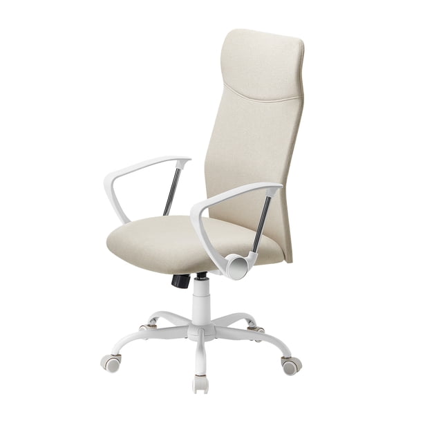 SONGMICS Silla de Oficina, Giratoria Ergonómica, Escritorio, Altura Ajustable e Inclinable, Asiento Tapizado, Carga de 120 kg, Beige Capuchino MOBN034K01