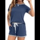 thumbnail image 2 of Conjunto de 2 Piezas para Mujer, Ropa de Estar por Casa, Top y Pantalones Cortos de Corta con Bloques de Color, Ropa de Verano 2025, Azul XL, 2 of 7