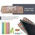 thumbnail image 5 of Cauagu Leopard Brown Print Leather Pencil Pen Case - Stationery Bag Portable Stationery Bag Big Capacity Pencil Pouch Cosmetic Organizer Bag for Men & Women, 5 of 7