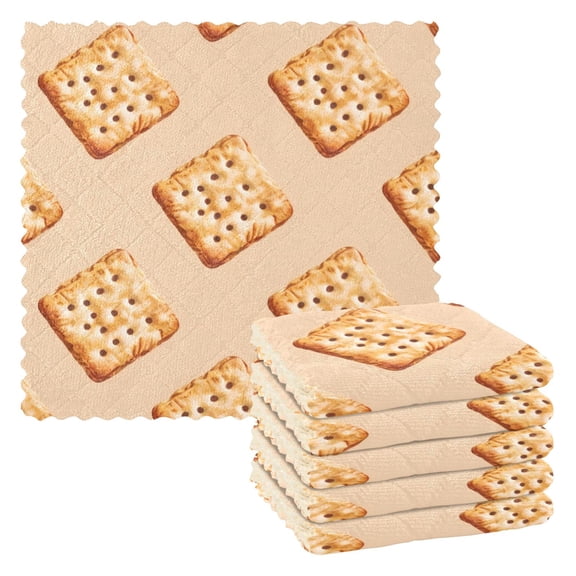 6 Pieces of Kitchen Towels 11x11Inch Kitchen Dish Cloths Kitchen Dish Towels Reuseable Cleaning Cloths Yellow Biscuit