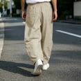 thumbnail image 4 of CYRBOKO Boys Cargo Pants, Fall Winter Elastic Waist Casual Relaxed Fit Athletic Pants Beige Size 11-12 T, 4 of 7