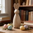 thumbnail image 5 of JeashCHAT Easter Bunny Decorations, Easter Gifts, 5.7" Vintage Wooden Easter Rabbit Figurine for Spring Easter Home Office Farmhouse Decor, Table Centerpiece, 5 of 6