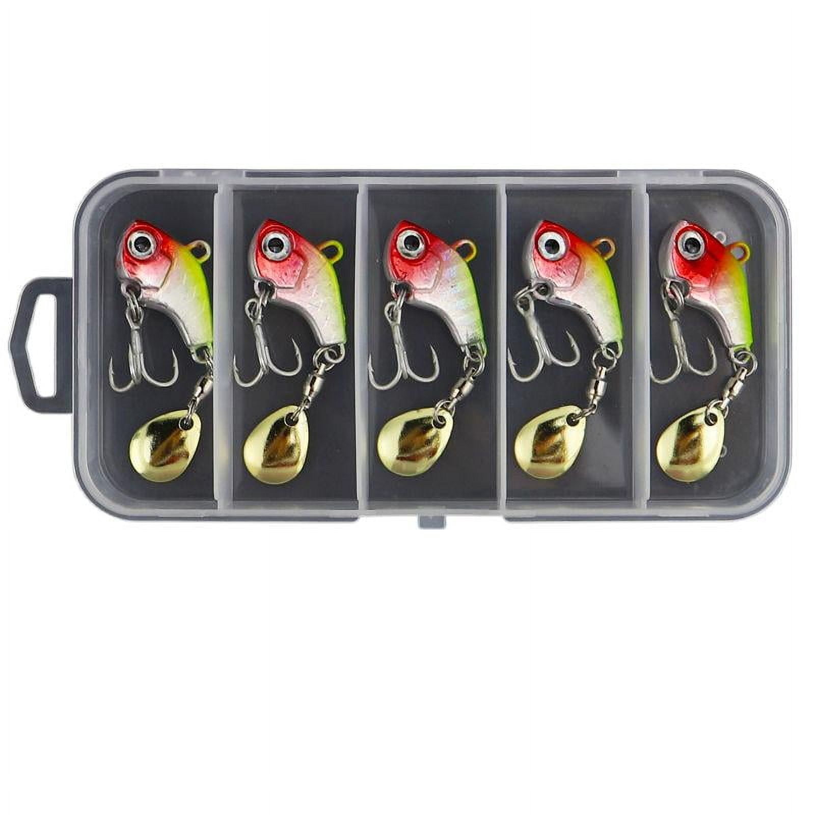 5Pcs/Box Metal Rotating Vibration Lure, Rotating Fishing Spoon Attracts Jigs, Winter Trout Hard Baits Tackle