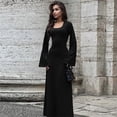 thumbnail image 5 of Vestido largo de retazos con manga voladora para mujer, ropa de calle informal, elegante, de moda, color liso, Otoño e Invierno, 5 of 5