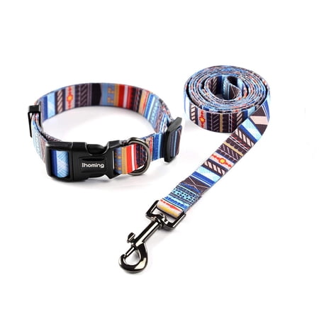 Ihoming Dog Collar and Leash Set for Daily Outdoor Walking Running Training, Splicing Design for Small Boys Girls Dogs Cats Pets, S-Up to 20LBS