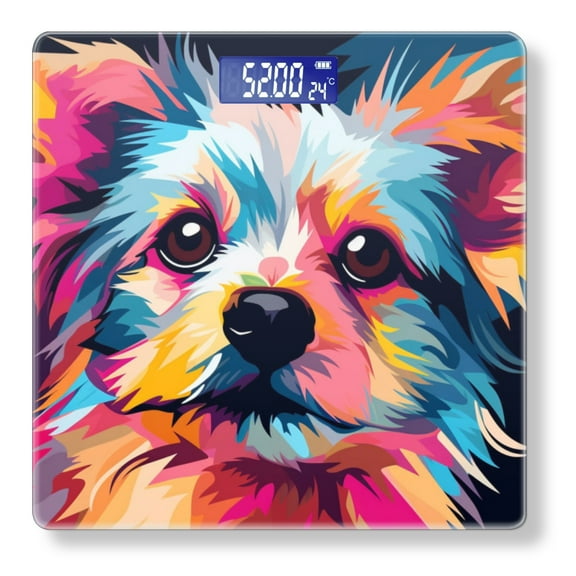 High Precision Body Weight Scale Smart Bathroom Scales with Large LCD Display(400lbs),Decorative for Bedroom-Abstract Vector Illustration Of Yorkshire Terrier Dog Face