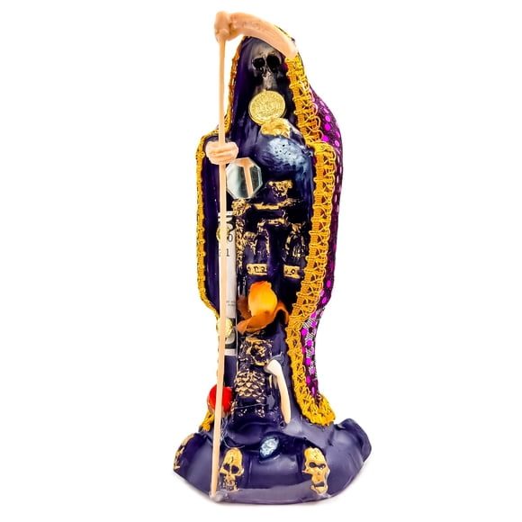 Santa Muerte Morada Tarot Felix Protección Energia Curada 24 Cm + Libro